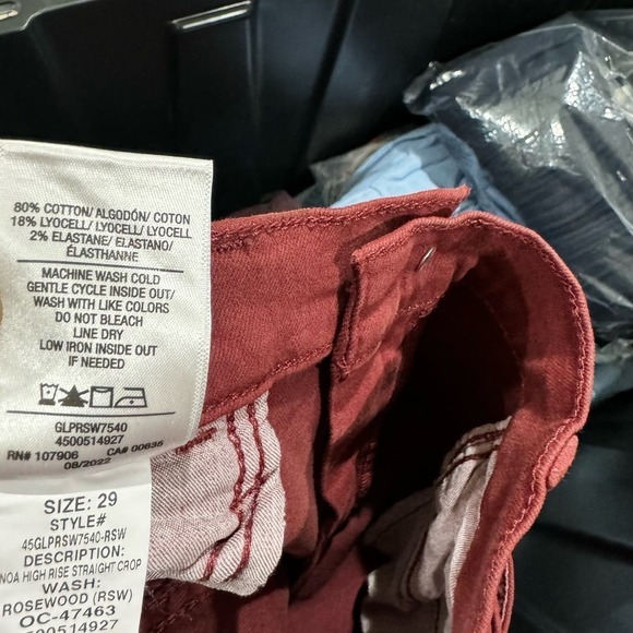 Hudson Noa High Rise Straight Crop Jeans Rosewood Red Wine Size 29 NWT - Picture 8 of 12